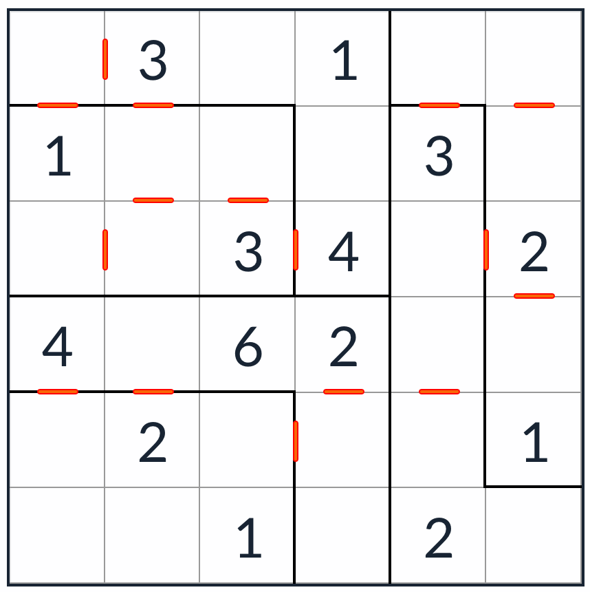 Anti-King oregelbunden i följd Sudoku 6x6