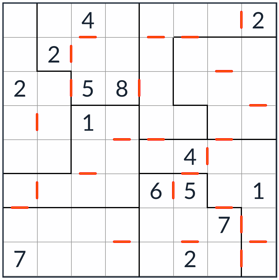 Oregelbunden i rad Sudoku 8x8