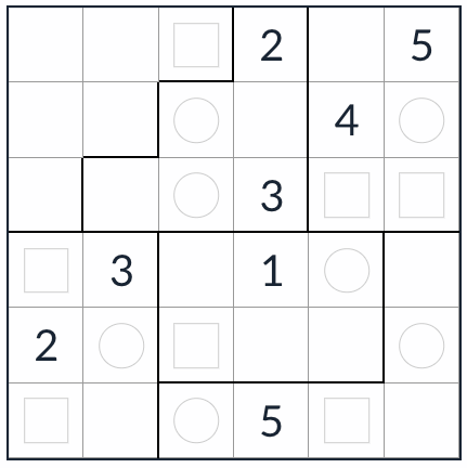 Anti-King oregelbundna jämnt udda sudoku 6x6