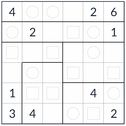 Anti-Knight oregelbundna jämnt udda Sudoku 6x6
