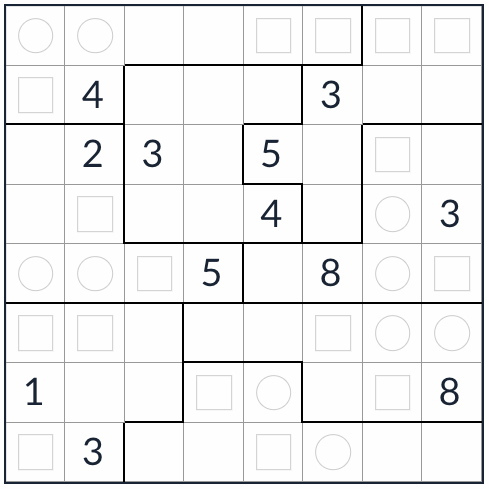 Anti-King oregelbundna jämnt udda sudoku 8x8