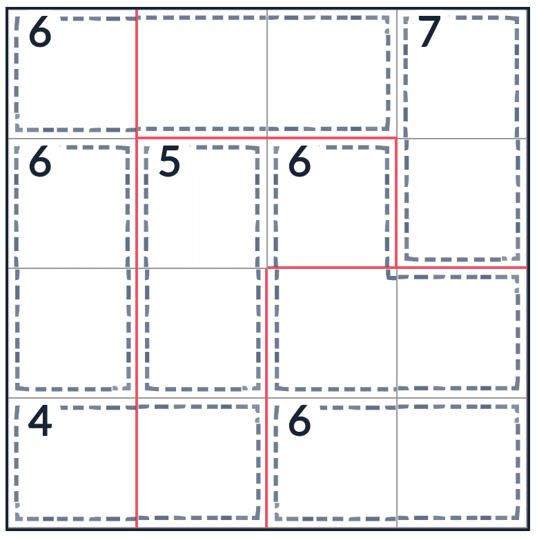 Oregelbunden mördare Sudoku 4x4
