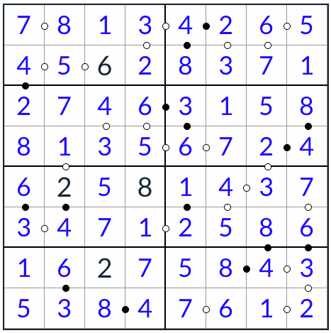 kropki sudoku lösning