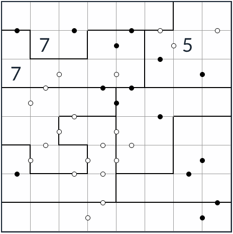Anti-Knight Irregular Kropki Sudoku 8x8