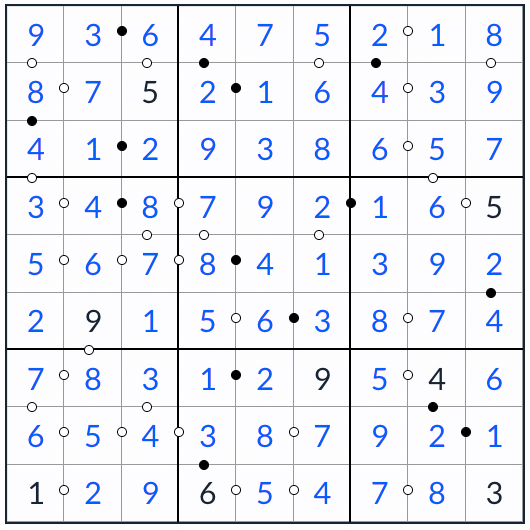 anti-knight kropki sudoku lösning