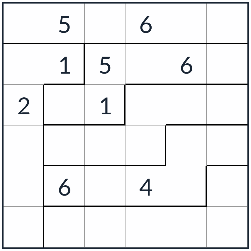 Oregelbundna icke-konsekutiva Sudoku 6x6