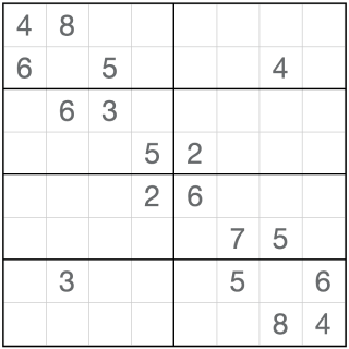 Icke konsekutiv Sudoku 8x8