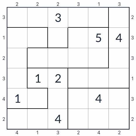 Oregelbunden skyskrapa Sudoku 6x6