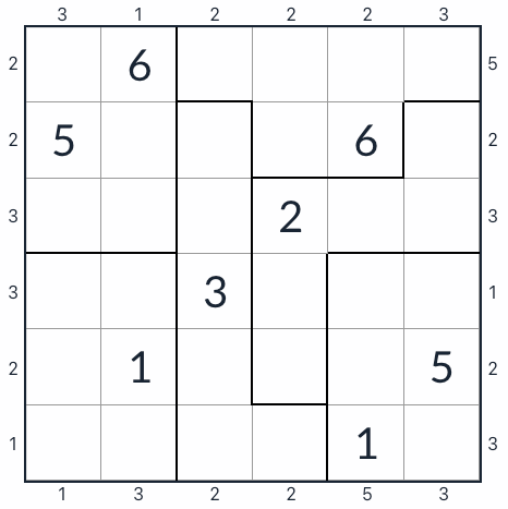 Anti-King oregelbunden skyskrapa Sudoku 6x6