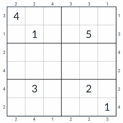Anti-Knight skyskrapa Sudoku 6x6