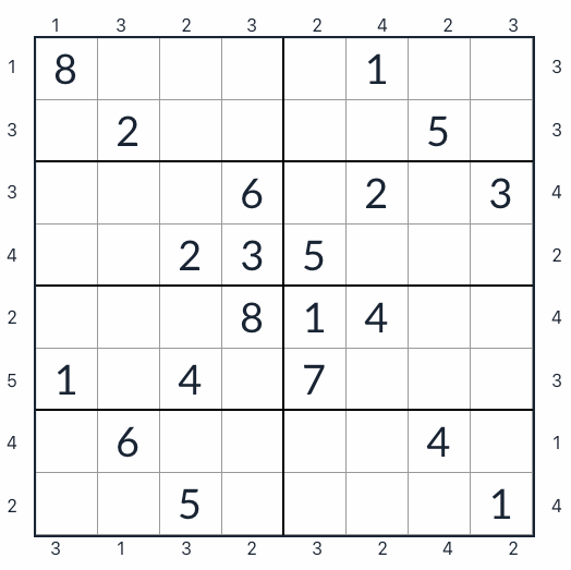 Anti-King skyskrapa Sudoku 8x8
