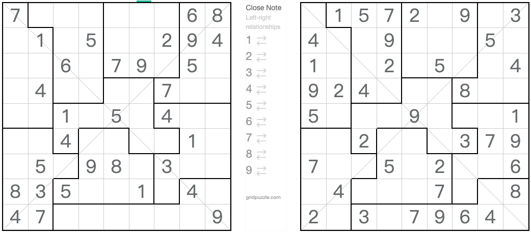 Tvilling motsvarande diagonal pussel sudoku